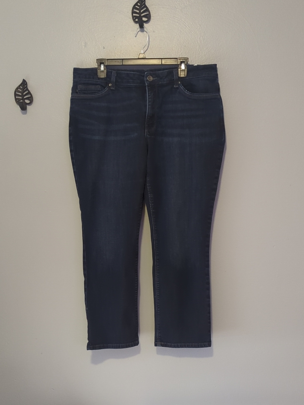 Lee Women's Perfect Fit Straight Leg Dark Indigo Stretch Jeans Size 18 Short